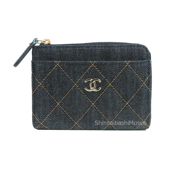 乐天商城 - ≪Brandnew≫Chanel Card Holder Fragment Case Coin Wallet Denim Dark Blue CC Gold Mini　Wrapping ≪新品≫シャネル カードホルダー フラグメントケース コインケース 財布 デニム ダークブルー CCマーク ゴールド金具 AP4893 B23492 U7663ミニ 箱 リボン ラッピング