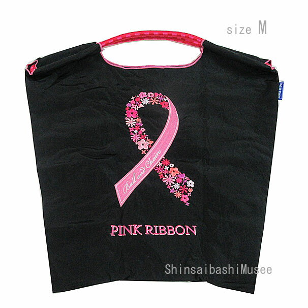 樂天商城 - ≪Brand new≫ Ball & Chain Pink Ribbon Tote Bag M Black Eco ≪ 新品 ≫ボールアンドチェーン ピンクリボン トートバッグ M 黒 ブラック エコ