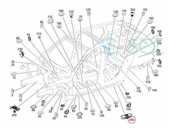 ベンツ W204 W212 W207 W218 ジャッキアップポイント C180 C200 C250 C300 C350 C63 E250 E300 E350 E550 E63 CLS350 CLS550 CLS63 0009986750