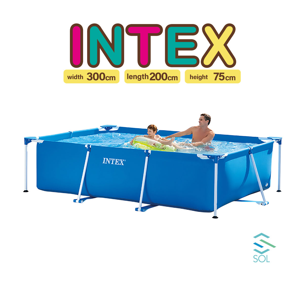 特大 プール 3m INTEX 正規品 インテックス 空気入れ不要 レクタングラフレームプール 300cmX200cmX75cm 水遊び 夏休み キッズ 大人 家族 庭