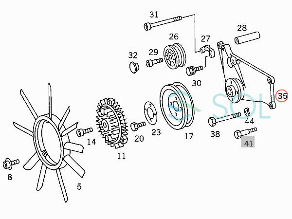 ベンツ W124 W210 W140 W463 R129 ファンブラケット E280 E320 S280 S320 G320 SL320 1042002128