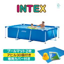 INTEX インテックス プール 3m プールマット 2枚 アヒル 30個 専用カバー セット 300cm x 200cm x 75cm INTEX プール お...