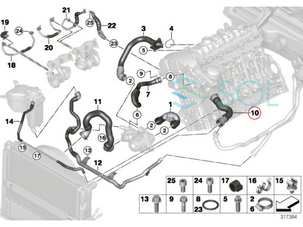 出荷締切18時 ラジエーター アッパーホース ウォーターホース クーラントホース BMW E82 E88 E90 E91 E92 E93 E84 Z4 135i 335i 35i