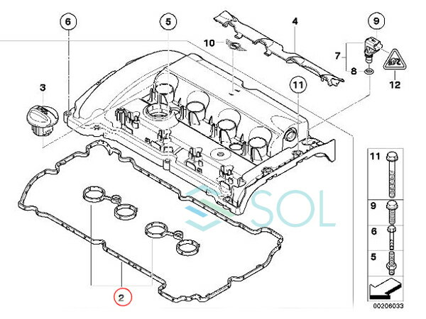 BMW MINI ミニクーパー R55 R56 R57 R58 R59 タペットカバーパッキン シリンダーヘッドガスケット CooperS JCW 11127572851 2