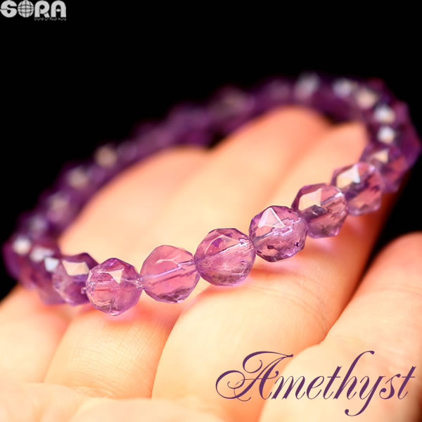 パワーストーン ブレスレット レディース AAAAアメジスト スターカット8mm 一連ブレス 天然石