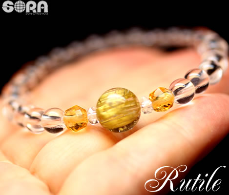 パワーストーン ブレスレット ルチルクォーツ 5A タイチンルチル 5A シトリン 5A 水晶 天然石のサムネイル