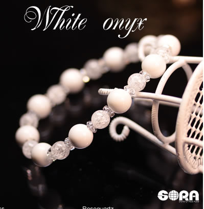パワーストーン ブレスレット ホワイトオニキス クラック 水晶 天然石 【魔除け 厄除け祈願】 ブレス