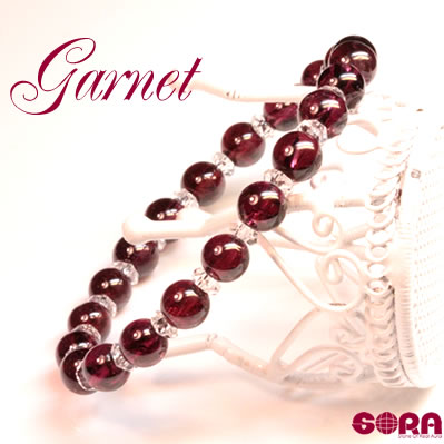 AAAAAガーネット　6.5mm　　水晶ボタン　ブレスレット　パワーストーン 天然石 ◆