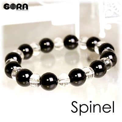 AAAAブラックスピネル　10mm　水晶ボタン　ブレスレット　パワーストーン　天然石