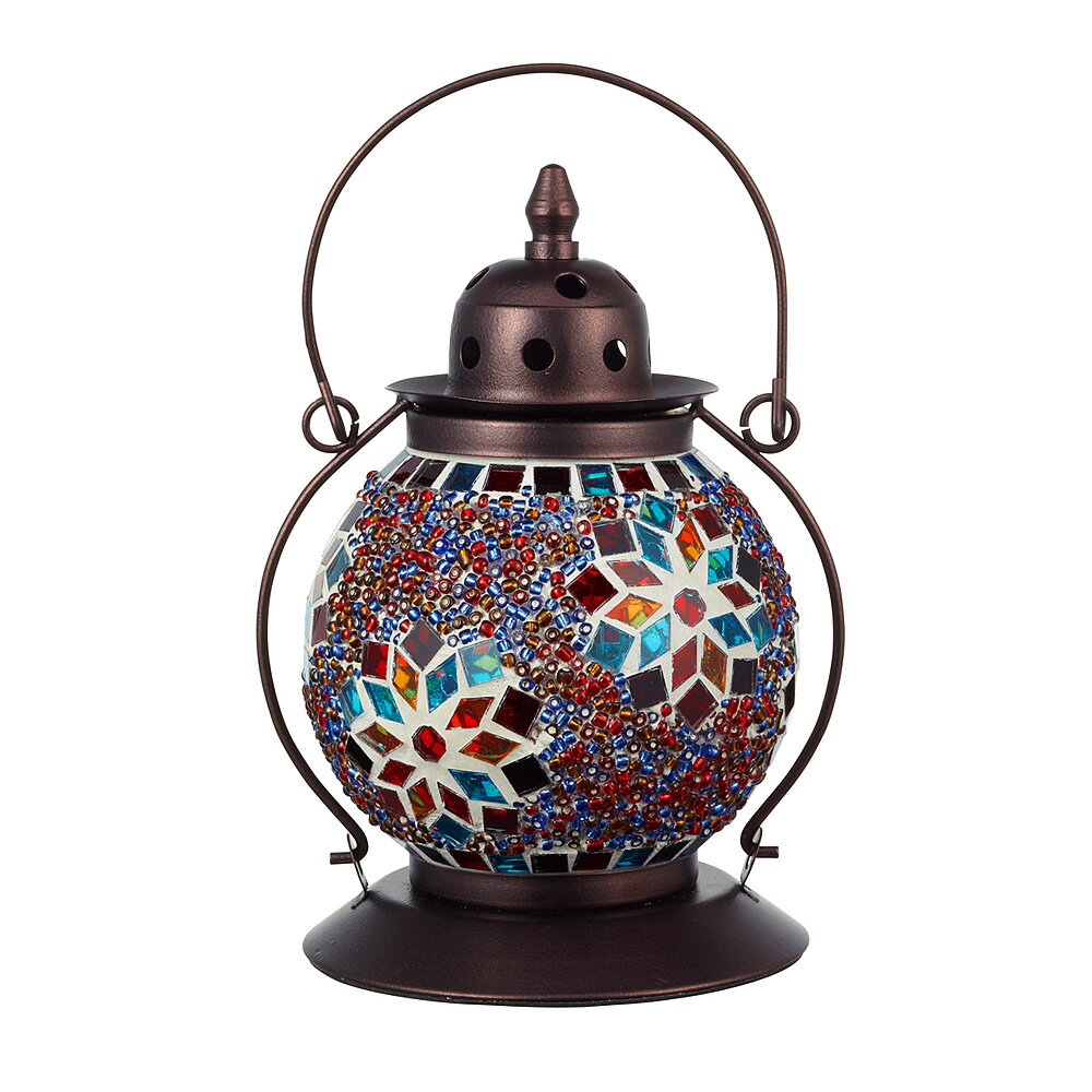 《モザイク模様のガラスが映し出す光が、幻想的なランタン型のライトです》イシグロ モザイクランプ ミフリマ ランタン型 マルチ21216通販格安セール情報 楽天 通販