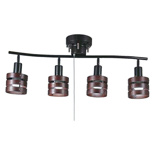 《曲木細工の落ち着いたセードが美しい》TOMEシーリングスポットライトLED5W4灯HC-P018BKZ