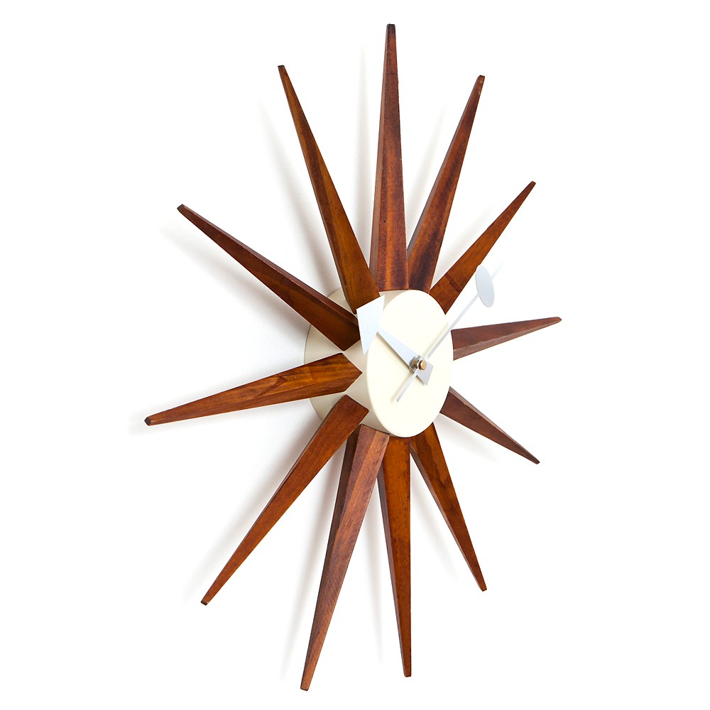 《ミッドセンチュリーアイコンが壁面を彩ります》ジョージ・ネルソン サンバーストクロックGN13396WBウォルナット
