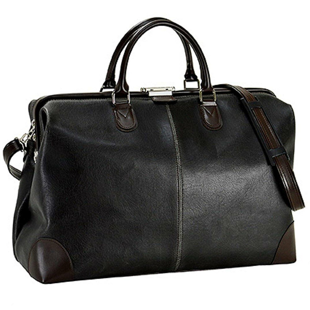 《片手でワンプッシュオープン。ダレス口金の出し入れしやすいボストン》ヒラノ ANDY HAWARDトラベルボストンバッグダレス口枠10422-01黒(W46×D19×H31cm)