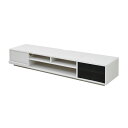 《50インチTV対応、配線隠し収納機能付》JKプラン ロータイプテレビボードW1800×H320×D425(引き出し+ガラス扉)FTV-LOWSET-GDWH(3)