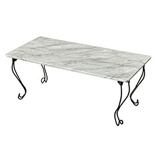 《石目柄がユニークな収納可能なセンターテーブル》サカベ モダン折脚テーブルTHS-27MWH角型80 40cmマーブル柄ホワイト