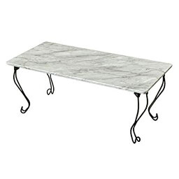 《石目柄がユニークな収納可能なセンターテーブル》サカベ モダン折脚テーブルTHS-27MWH角型80×40cmマーブル柄ホワイト