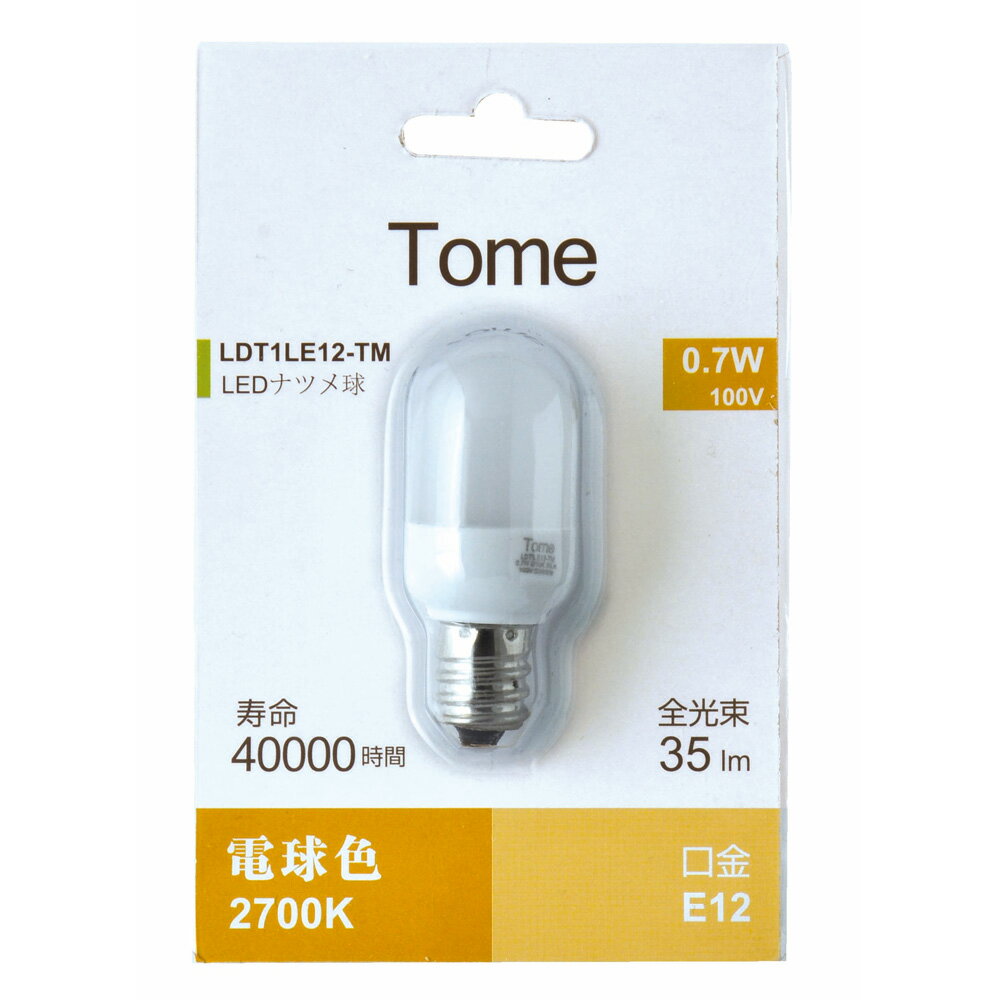 《電球から取り替えるだけで省エネ&長寿命》東京メタル LED電球(E12口金ナツメ球タイプ)電球色5W相当LDT1LE12-TM(2個セット) 2