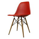《最上級のフォルムをリビングに》イームズ DC-231A-RD DSW Dining Shell side chair Wood baseレッド