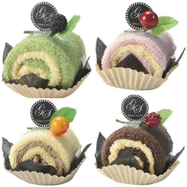 【本日ポイント5倍!】【192個セット】税込1個あたり約173.7円!送料無料!卸売り特設会場! タオル ハンカチ かわいい 2枚セット 景品 粗品 販促品 ノベルティ 小売り 送料込 ◇ クリームロールタオル 30569