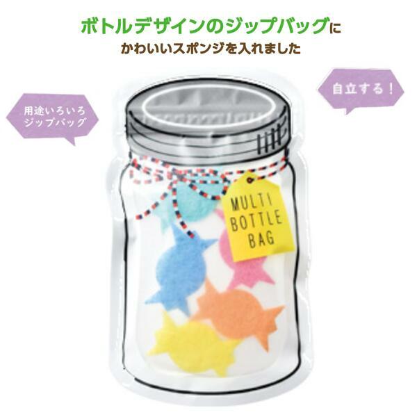 楽天セールプラザ【本日ポイント5倍!】【120個セット】税込1個あたり約107.8円！送料無料！卸売り特設会場！ 保存 ジッパーバッグ スポンジ メラミン おしゃれ かわいい 景品　粗品　販促品　ノベルティ　小売り　送料込 S◇ マルチボトルバッグ＆メラミンスポンジ 31883