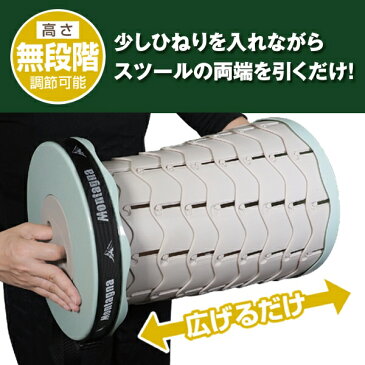 Montagna モンターナ 格納式 コンパクトチェア 折りたたみスツール 全高45cm 収納時6.5cm アウトドア特集【 折りたたみイス 椅子 キャンプ 釣り お花見 BBQ フェス 軽量 コンパクト収納 携帯 新着!】 ◇ チェアHAC3008