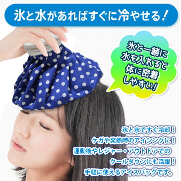 氷が入れやすい 氷のう アイスバッグ ドット柄 繰り返し使えて携帯にも便利 ついで買い特集【 氷嚢 アイシングバッグ 運動 スポーツ レジャー アウトドア クールダウン エコ 経済的 かわいい おしゃれ 】 ◇ ICEバッグHOU