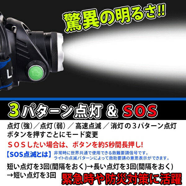 送料無料 !( 定形外 )強力照射! 防水 LEDヘッドライト 点灯/点滅/SOS ズーム機能 角度調整 サイズ調整 乾電池式【 LEDライト 非常用 防災用品 釣り アウトドア 整備 点検 明るい 防滴 雨天 】 送料込 ◇ DL-HEADライト通販格安セール情報 楽天 通販