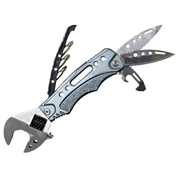 8in1 マルチツール 多機能 モンキーレンチ 収納ポーチ付き ドライバー 栓抜き ナイフ やすり【 工具 整備 レジャー 登山 アウトドア 日曜大工 キャンプ DIY 防災用品 サバイバル 便利グッズ 】 ◇ 多機能モンキー通販格安セール情報 楽天 通販