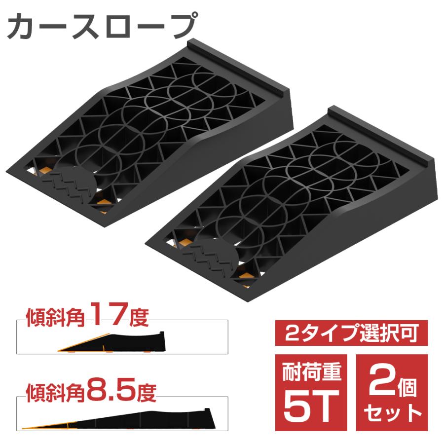 Rakuten - 【6/11 1:59限定! 最大2，000円OFF+P5倍】カースロープ 2個セット 耐荷重5t 高さ6.5cm カーランプ タイヤスロープ 幅広200/235mm ローダウン車対応 ジャッキ補助 オイル交換 車両整備 SUV ミニバン 軽自動車 普通車対応 滑り止め 傾斜8.5/17度 大型車対応