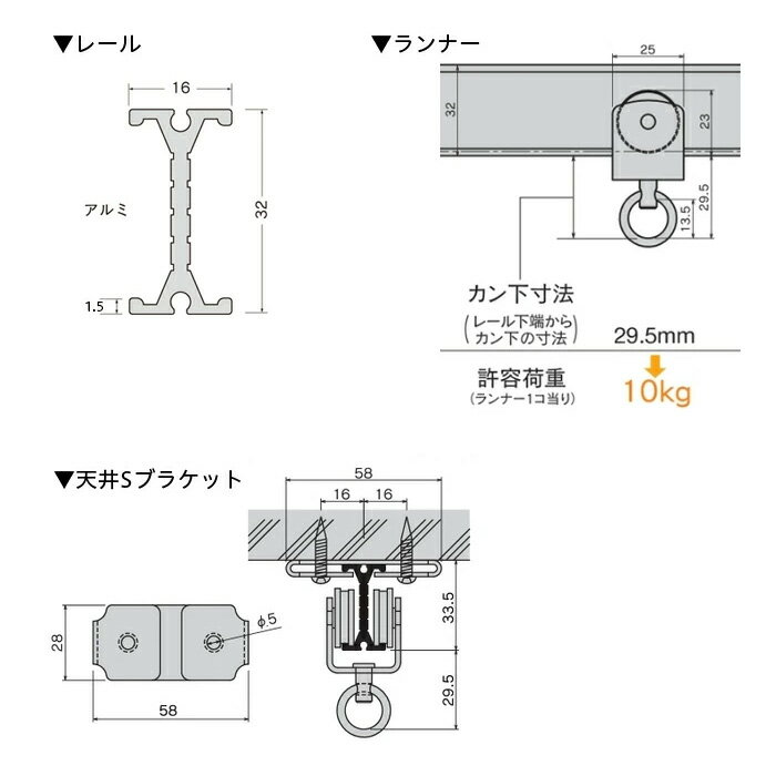 大型レール 手曲げレール アルミ 2m 天井付丸カンランナーセット 耐荷重30kg 手で曲げれる カーテンレール 手曲げ ビニールを吊るす GTI型 【TT19L20-AS11】 H-N-0