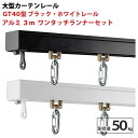 大型レール ブラック ホワイト アルミ 3m ワンタッチランナーセット 耐荷重50kg ブラック ホワイト 重量用 ビニールカーテン カーテンレール GT40型 工場 倉庫 業務用 頑丈 簡単取付 JQ