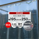 全品ポイント5倍×20日限定 ビニールカーテン 切って使える 既製サイズ 幅195cm 丈250cm 0.35mm厚 防炎 透明 丈が調節できる ビニールシート ガレージ ベランダ 工場 店舗 間仕切り 節電 防塵 防虫 防寒 糸入り 丈夫なPVC防炎 【FT06】