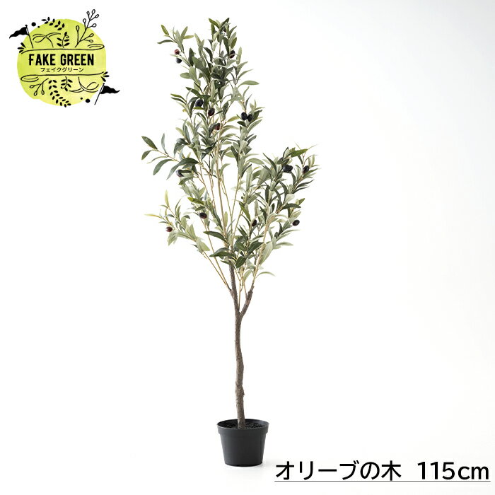 Olive - フェイクグリーン オリーブの木 115cm インテリア おしゃれ 人工観葉植物 フェイク グリーン 造花 大型 シンボルツリー インドアグリーン C-F-1