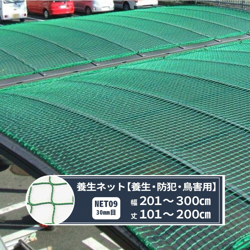 Rakuten - [最大10％OFFクーポンあり] ネット 網 養生ネット 30mm目 幅201〜300cm 丈101〜200cm [2200T(2000d)/5本] 【NET09】 建築養生 養生 剥離防止 防犯 落下防止 荷崩れ防止 JQ