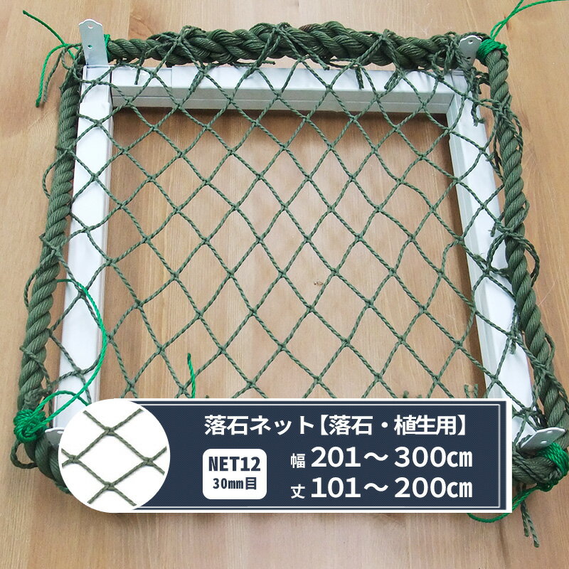 ネット 網 落石ネット 30mm目 幅201〜300cm 丈101〜200cm [440T(400d)/44本] 【NET12】 落石 植生 落石..