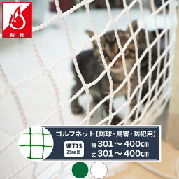 ネット 網 ゴルフネット 幅301～400cm 丈301～400cm [440T〈400d〉/36本 25mm目] 【NET15B】 防炎タイプ 野球 防球 鳥害 練習ネット ゴルフネット 野球ネット 野球 グランドネット スポーツ用品 鳥よけ カラスよけネット 防犯ネット JQ