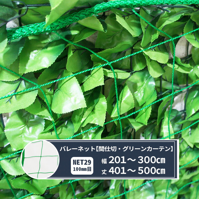[マラソン限定クーポンあり] ネット 網 バレー 間仕切りネット 100mm目 幅201〜300cm 丈401〜500cm [440T(400d)/44本] 【NET29】 間仕切り バレーネット グリーンカーテン 体育館 球技施設 野菜栽培 畑の保護 JQ