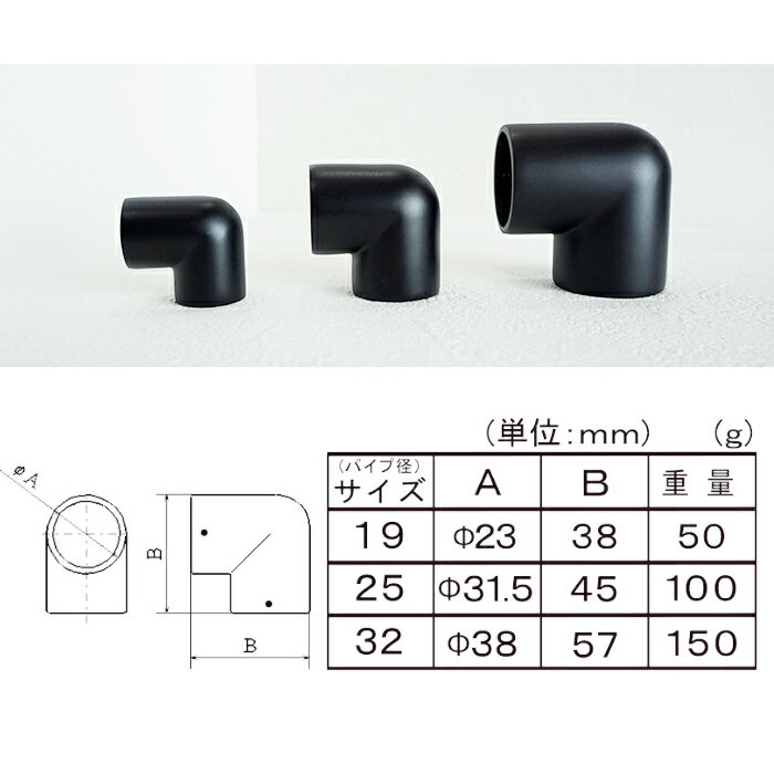 DCエルボ 止めネジ付 19mm 1個 パイプ用 ジョイント 継手 丸パイプ ブラック《即日出荷》 DIY 組立 組み立て 手作り 棚 ラック 黒 男前 インダストリアル パイプインテリア 3