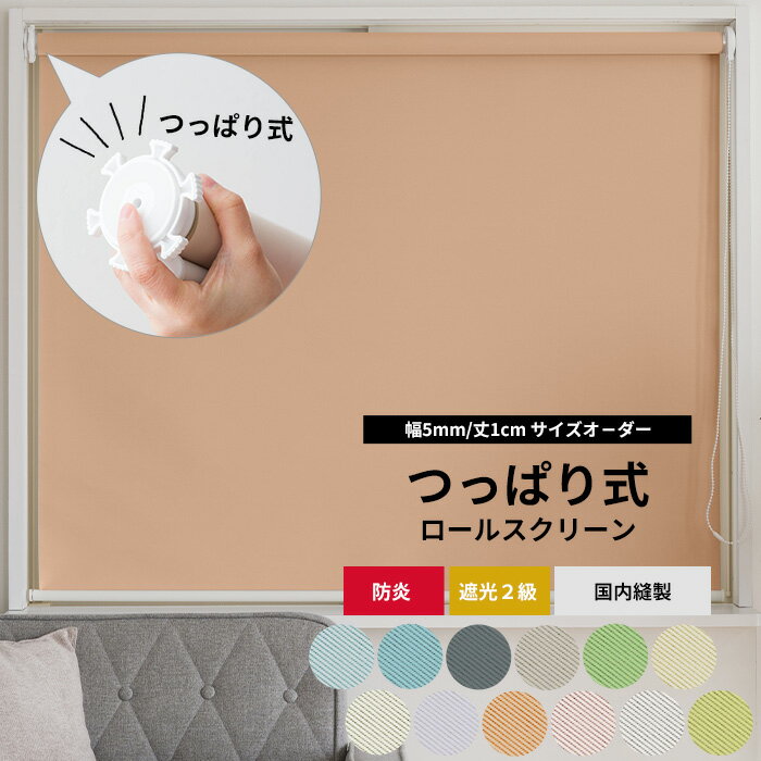 ロールスクリーン つっぱり サイズオーダー 遮光 防炎 ロールカーテン 穴あけ不要 簡単取付 間仕切 目隠し 賃貸 つっぱり式ロールスクリーン ROLY PROP 遮光2級 幅90.5～135cm 丈181～240cm RSN