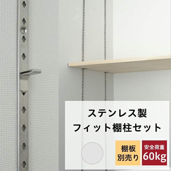 フィット棚柱セット シルバー《即日出荷》［DIY クローゼット ガチャレール ガチャ柱 可動棚 棚 ダボレール］