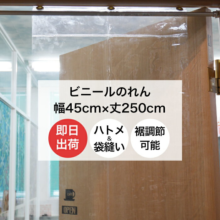 [ポイント5倍 18日限定] ビニールカーテン ビニールのれん のれん型 幅45cm 丈250cm 0.3mm厚 透明《即日出荷》【TT31】 丈夫 PVC アキレスビニールカーテン 間仕切 冷暖房効果 節電 防塵 防虫…