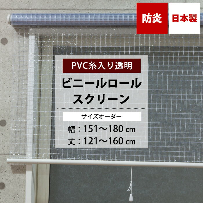 ビニールロールスクリーン 防炎 糸入り 0.35mm厚 幅151～180cm 丈121～160cm サイズオーダー ロールスクリーン ビニール ロールカーテン 透明 病院 店舗 会社 倉庫 間仕切り 窓口 ホコリよけ 感染予防 FT06 日本製 RSN