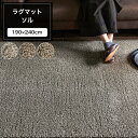 [10%OFFクーポン×本日限定] ラグ マット ソル 190×240cm 無地 防ダニ アレルブロック 床暖対応 ウォッシャブル アイボリー ブラウン グレージュ 日本製 メーカー直送品 JQ