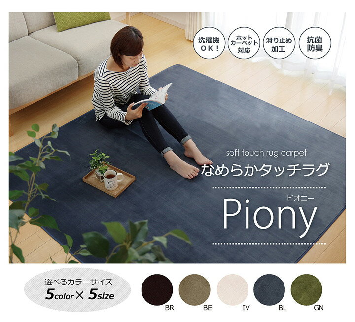 【大人気】ラグ カーペット 洗える 抗菌 防臭 無地 『ピオニー』新生活応援