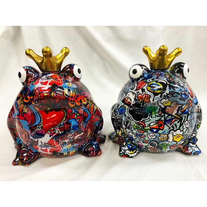 ★限定値下げ♪★ショップ袋おまけ付【Pomme pidou(ポンピドゥー) 】ベルギー セラミック製 POPアート　グラフィック 「カエル貯金箱」 大 高さ25cm【送料無料】正規品