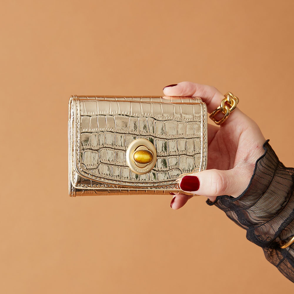 いよいよ入荷♪◇ショップ袋おまけ付【Hashibami ハシバミ】ジェムストーン 型押しミニウォレット/財布【送料無料】【代引き手数料無料】正規品のサムネイル