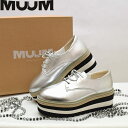 5/1は全品MAX+16倍♪【ワンダフルDAY】【先着10%クーポン】【MUUM ムーム】プラットフォームシャークソールローファー 厚底 5800 シルバー 5...