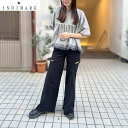 5/1は全品MAX+16倍♪【ワンダフルDAY】【先着10%クーポン】◇ショップ袋おまけ付【INDIMARK インディマーク】スラッシュ ワイドパンツ ブラック...