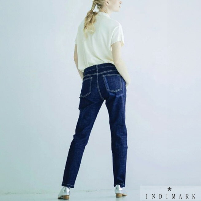 本日【大安】ブラックフライデー連動♪【MAX47倍×限定クーポン対象】ショップ袋おまけ付 2025【INDIMARK インディマーク】 グリッチラインポケット　ニューボーイフレンドデニム インディゴ WJ206※サイズ交換OK【送料無料】正規品