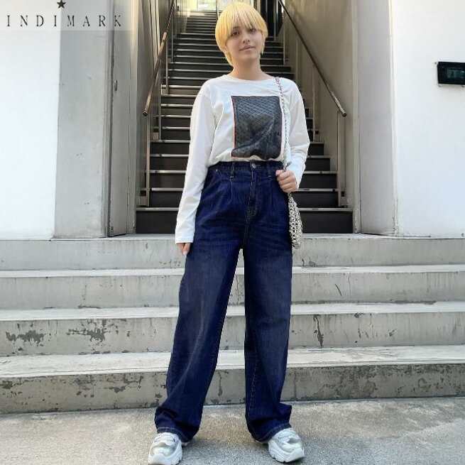 本日限定 MAX+10倍還元♪【最大49倍×マラソン限定クーポン対象】ショップ袋おまけ付【INDIMARK インディマーク】センタープレス ワイドデニム インディゴ WJ208 「神デニム」※サイズ交換OK【送料無料】正規品